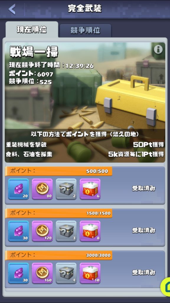 5日目　戦場一掃　NPCと採集です。
仕事中にのんびり採集して、帰ってきたらNPC狩りの計画です。