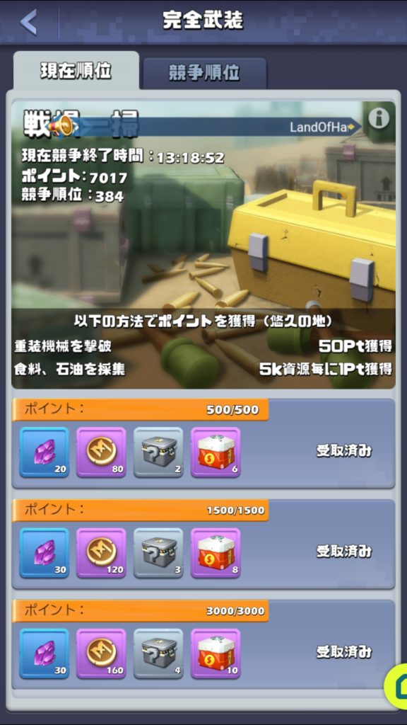 
9日目　戦場一掃　NOC狩りと採集です。平和でいいですね。