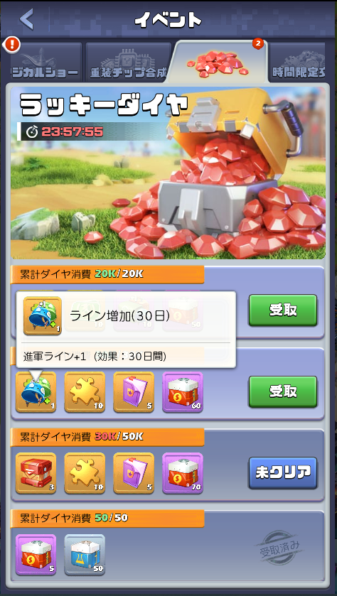 ラッキーダイヤ 進軍ライン増加30日